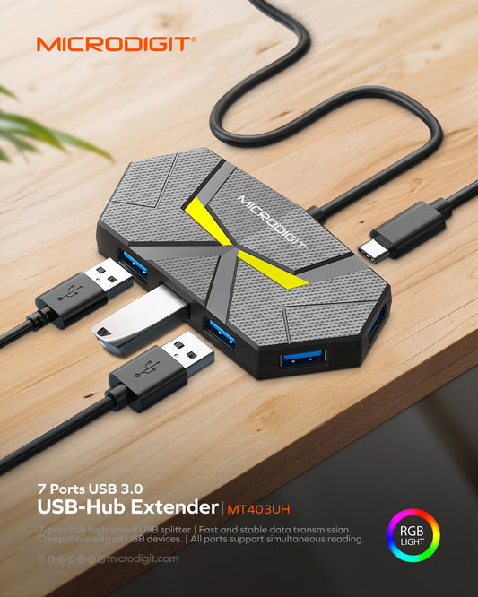 Usb-Hub Extender Microdigit MT403UH 7 Ports Usb3.0