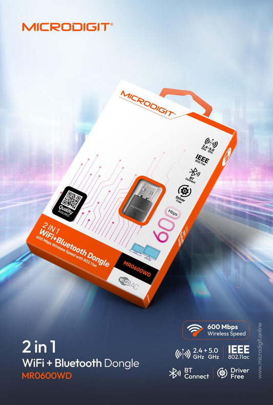 Wifi+Bt Dongle Microdigit Mr0600Wd 600Mbps 2 In 1