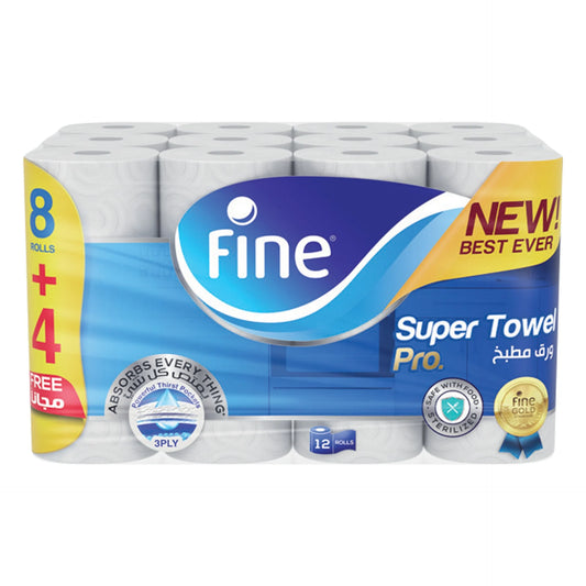 Fine Super Towel Pro 3ply 8+4 ROLLS