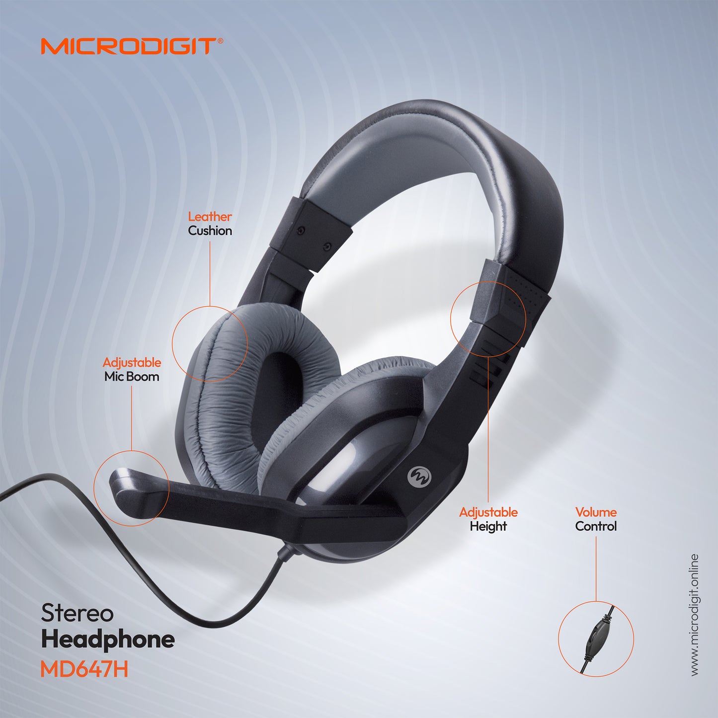 MICRODIGIT Wired Stereo Headphones MD647H