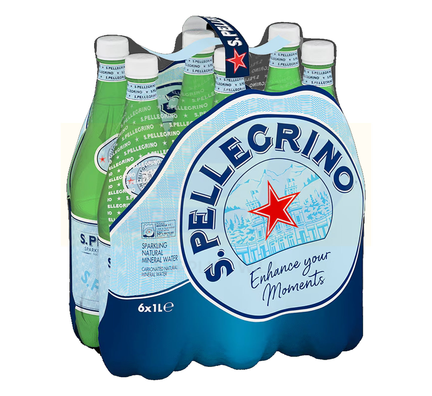 San Pellegrino Sparkling Natural Mineral Water PET Bottle 6 x 1 Litre