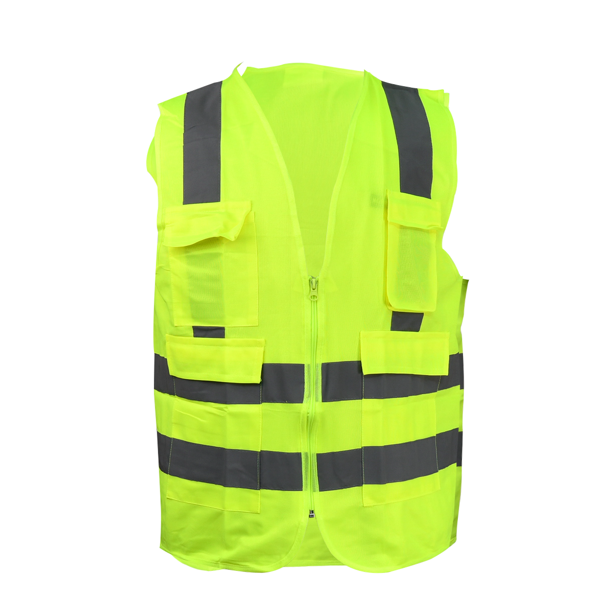 KOMY VEST: Safety Black & Yellow W/Reflector 4 Pkt & Zib KMSV120GP