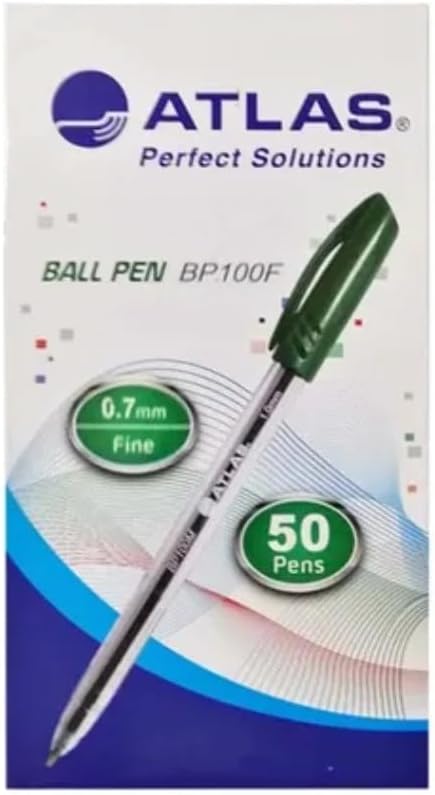 Atlas Ball Pen 0.7mm Fine BX=50 Green AS-BP100F-GN/50P