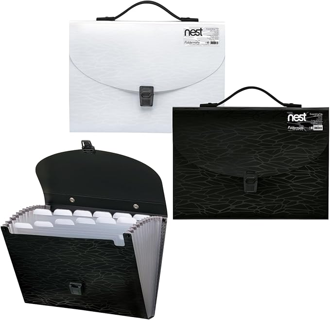 Foldermate FE-1128-ASS 13 Pocket A4 Expanding File with Handle 10-Pieces Set, Multicolour