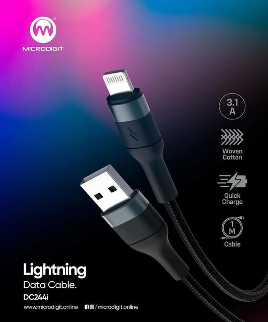 Nylon Lightning Data Cable Microdigit Dc244I 3.1A