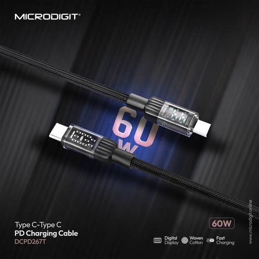 Pd Charging Cable Microdigit Dcpd267T 60W Type-C-Type-C-Nylon