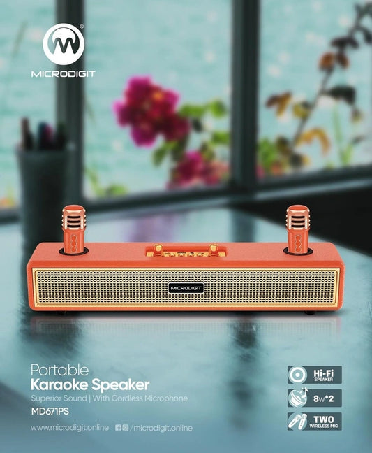 Portable Speaker Microdigit Md671Ps With 2 Wireless Mic