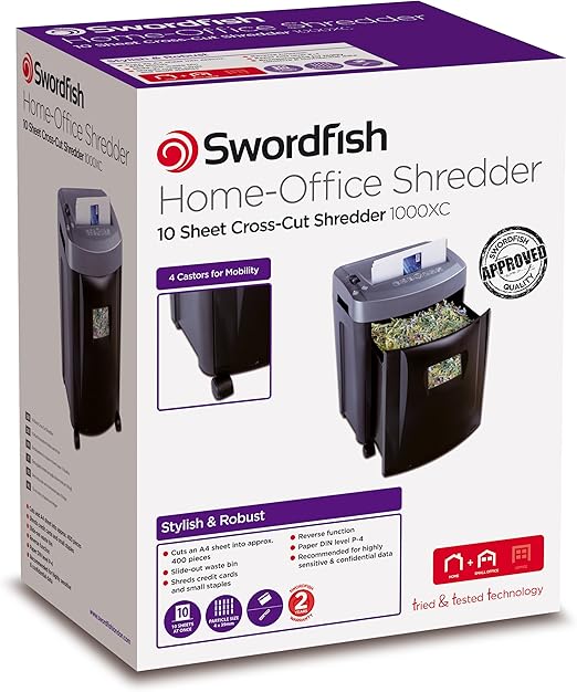 Swordfish 1000XC-P4 EL 10 Sheet Cross-Cut Shredder