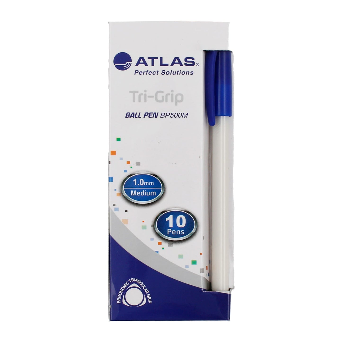 Atlas Ball Pen Tri-Grip Med 1.0mm Bx=10 Blue AS-BP500M-BE