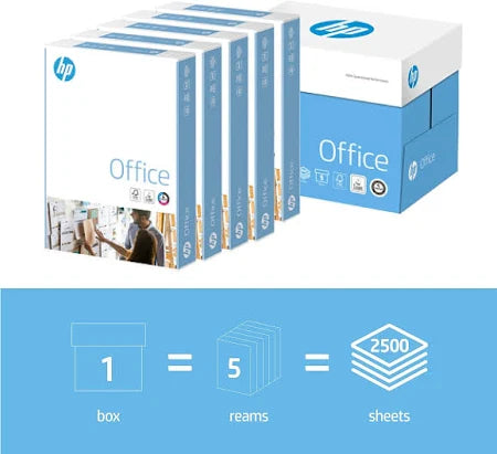 HP Office A4 80gsm Plain White Printer Copy Paper - 5 Reams - (2500 Sheets) - CHP110