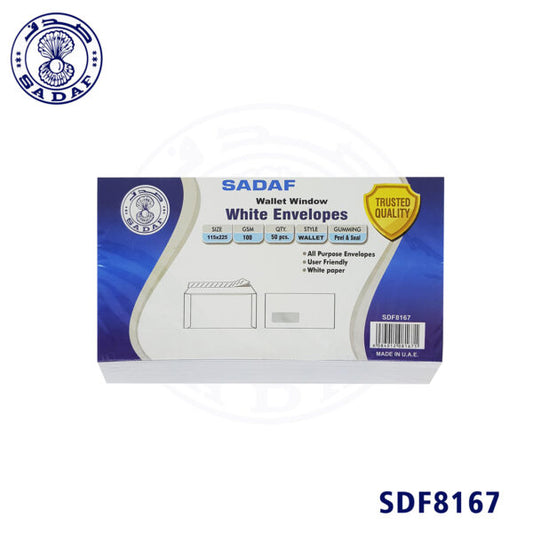 SADAF Wallet NORMAL  White Envelops 115 X 225SDF8166 50pcs /Pkt