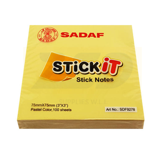 SADAF STICK-IT STICK NOTE - 3" X 3"- YELLOW - 100 SHEET