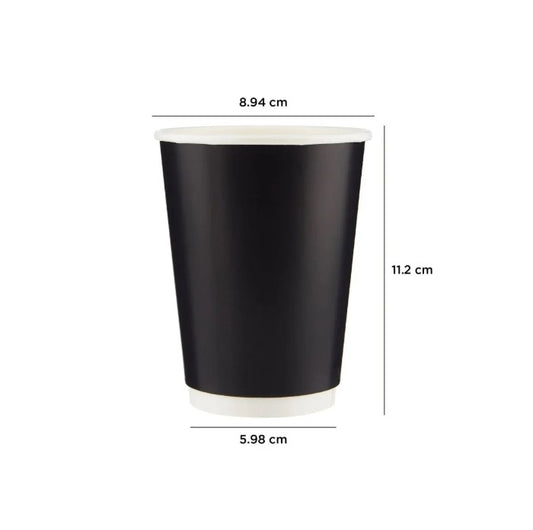 Hotpack Black Double Wall Paper Cups 12oz 500pcs/Ctn