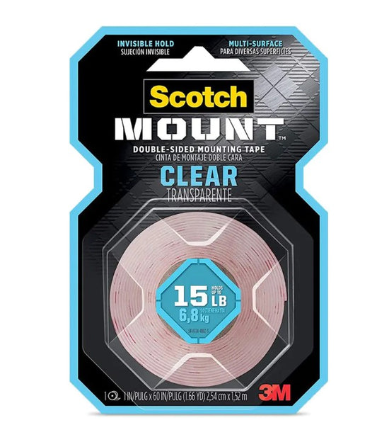 SCOTCH Mounting tape indoor clear 1x60" 411p 3M