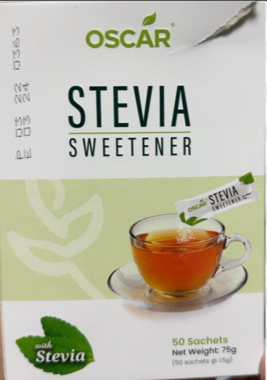 OSCAR STEVIA SWEETENER 50 SACHETS 75GM