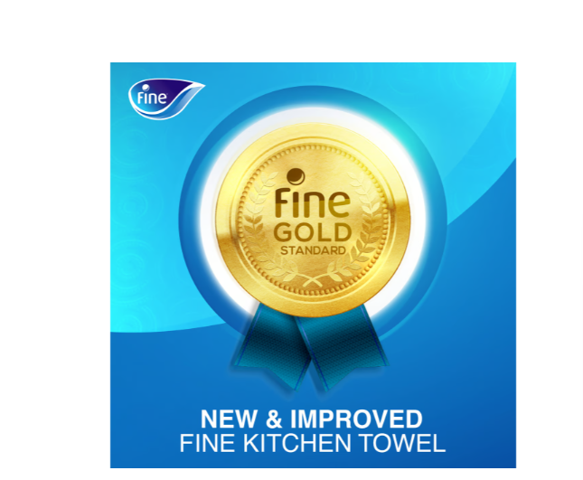 Fine Super Towel Pro New & Improved Sterilized & Half Perforated Kitchen Paper Towel 3ply 4 Rolls