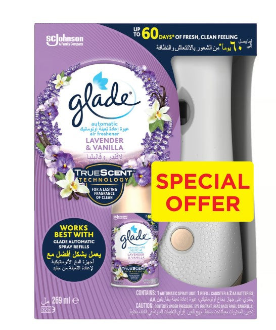 Glade Automatic Spray Unit + Lavender & Vanilla Refill Value Pack 175 g