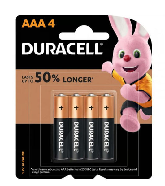 Duracell Type AAA Alkaline Batteries, pack of 4