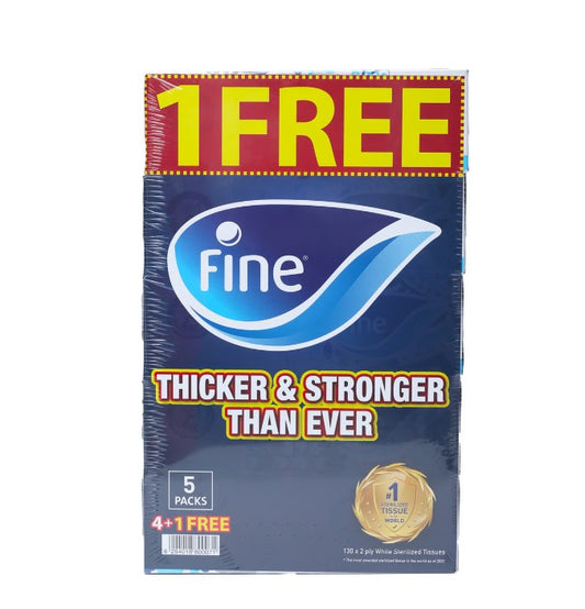 Fine Facial Tissue 2 ply 130 Sheets 4 + 1