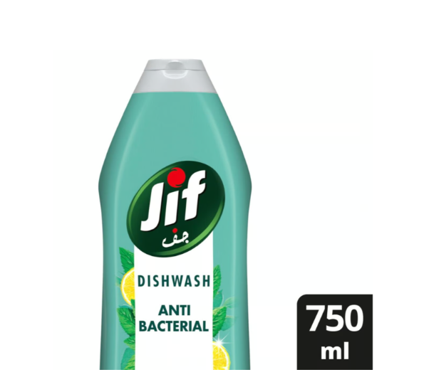 Jif Antibacterial Dishwashing Liquid Mint & Lemon Double Foam Power 750 ml