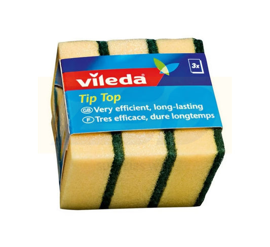 Vileda Tip Top Dish Washing Medium Foam Sponge Scourer 3 pcs