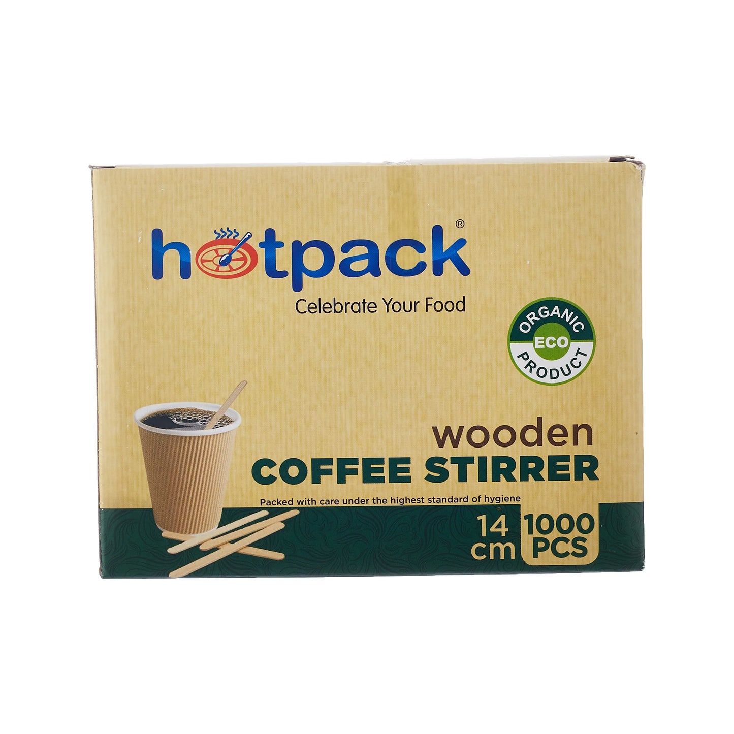Hotpack Disposable Wooden Wrapped Coffee Stirrer 14cmx1000