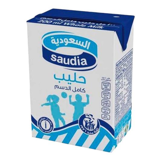 Saudia Long Life Full Fat Milk 200ml × 24 Pieces