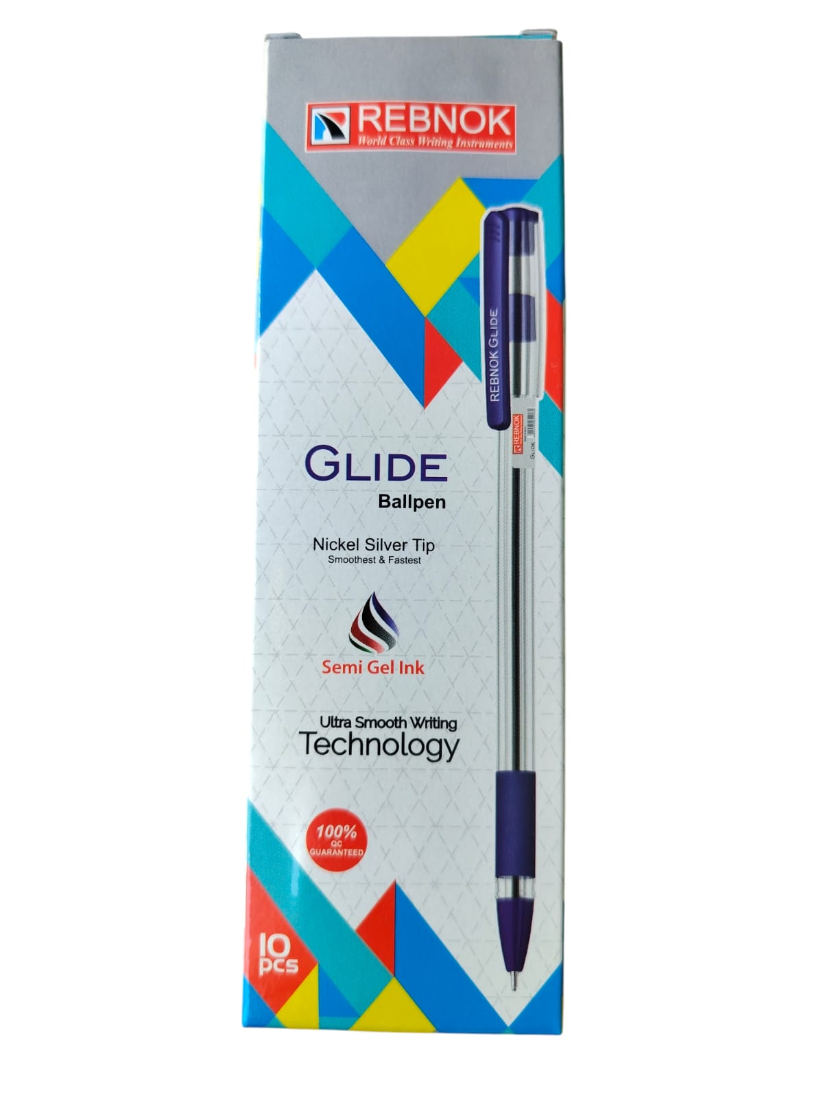 Rebnok Glide Ball pen SILVER TIP 10PCS pKT Red
