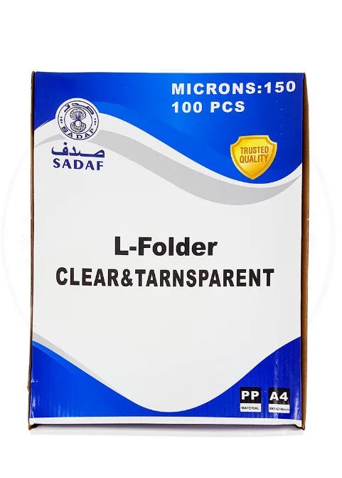 SADAF L-FOLDER TRANSPARENT A4 150MIC 100PC/PKT