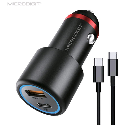 Car Adapter With Type-C Cable Microdigit Dcc108T Dezire 38W Pd