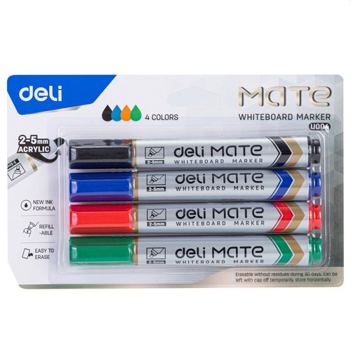 Deli White Board Marker 4 Pcs Assorted