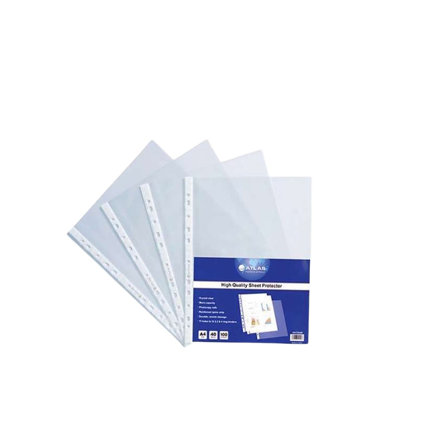 Atlas Glass Clear A4 Pocket Polypropylene 60 Micron File Folder Pack Of 100