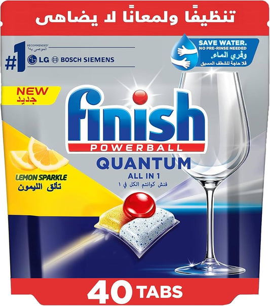 Finish Lemon Sparkle All In 1 Powerball Quantum 40Pcs