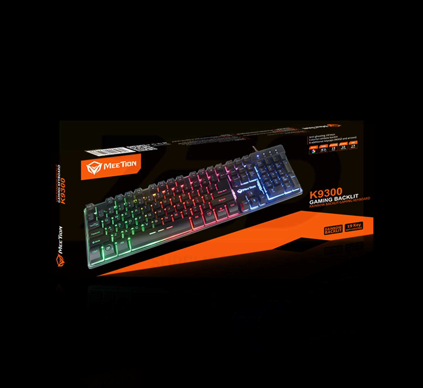 MEETION MT-K9300 Colorful Rainbow Backlit Gaming Keyboard