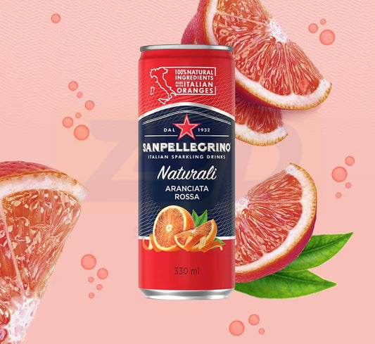 San Pellegrino Sparkling Fruit Beverage Aranciata Rossa - Red Orange Can 4 x 6 x 330 ml