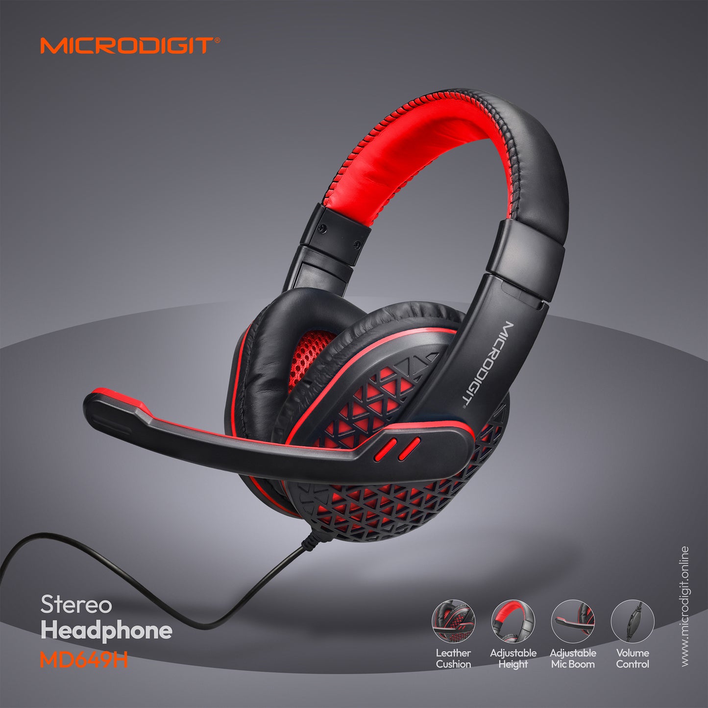 MICRODIGIT Wired Stereo Headphones  MD649H