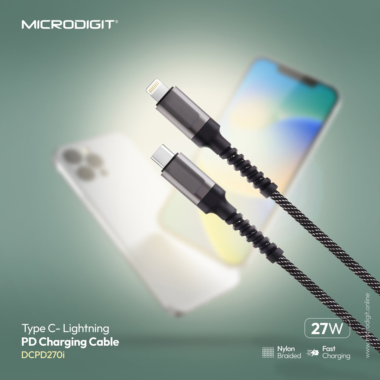 Data Charging Cable Microdigit DCPD270i Type-C to Lightning Pd/27W
