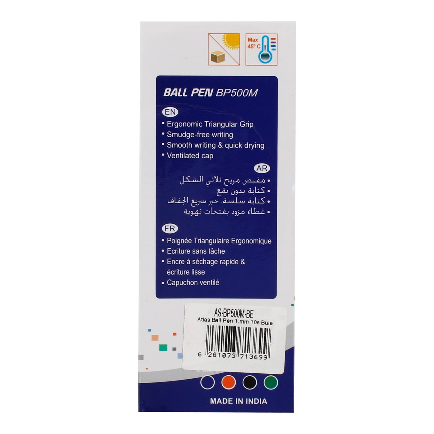 Atlas Ball Pen Tri-Grip Med 1.0mm Bx=10 Blue  AS-BP500M-BE