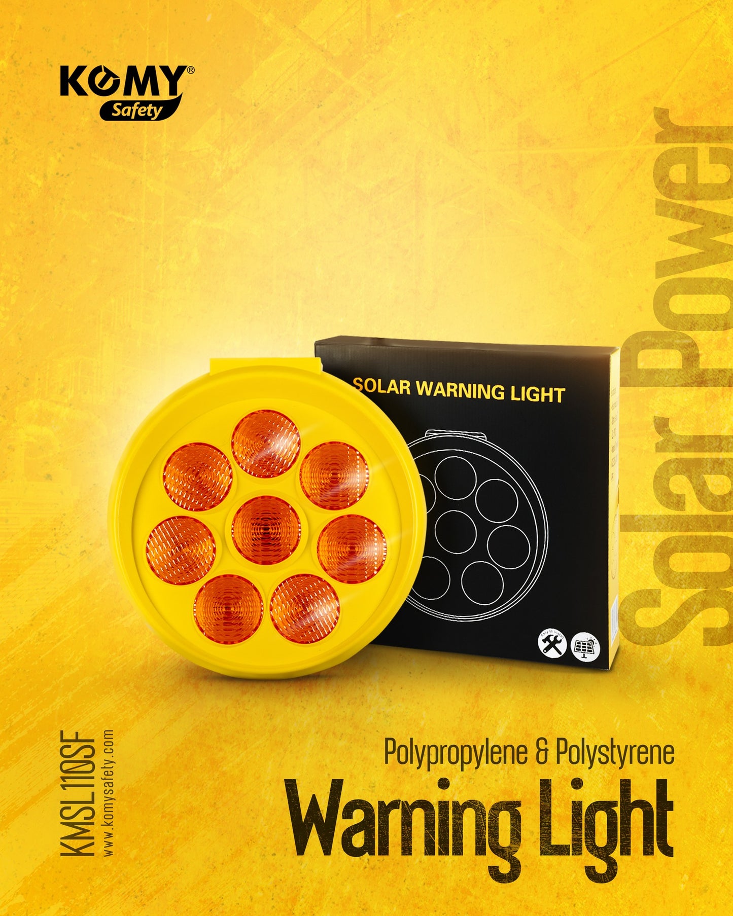 KOMY Warning Light: Solar, Sunflower Type Orange Kmsl110Sf