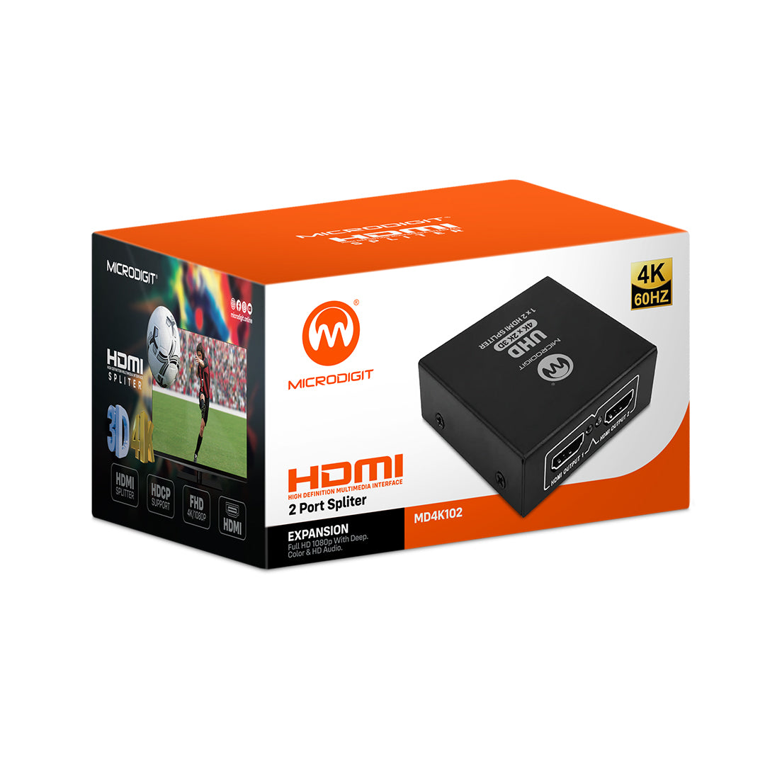Hdmi Splitter Microdigit Md4K102 2 Port 4K