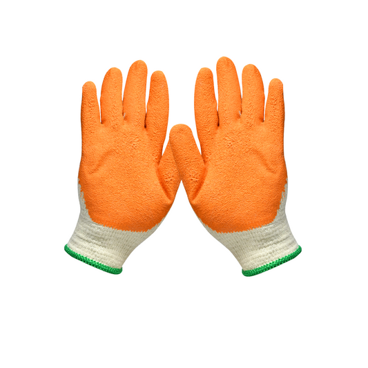 KOMY GLOVES: Cotton Crinkle Latex Coated Orange, Green BENZOR