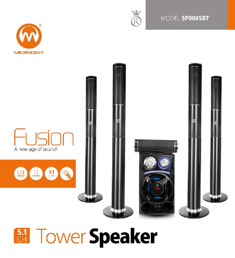 Home Theater Microdigit Sp0085Bt 5.1 Tower