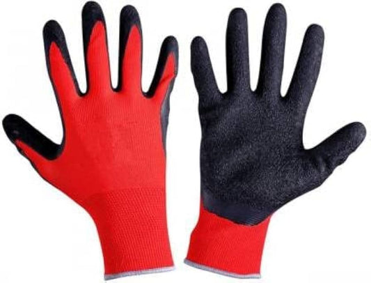 KOMY GLOVES: Nitrile Red, Black W/Black Latex Coated