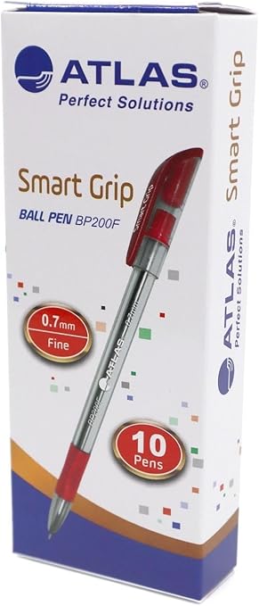 Atlas Ball Pen 0.7mm Fine  BX=10 RD Smart Grip  AS-BP200F-RD