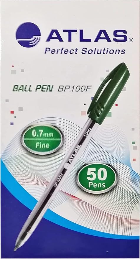 Atlas Ball Pen 0.7mm Fine  BX=10 GN Smart Grip  AS-BP200F-GN