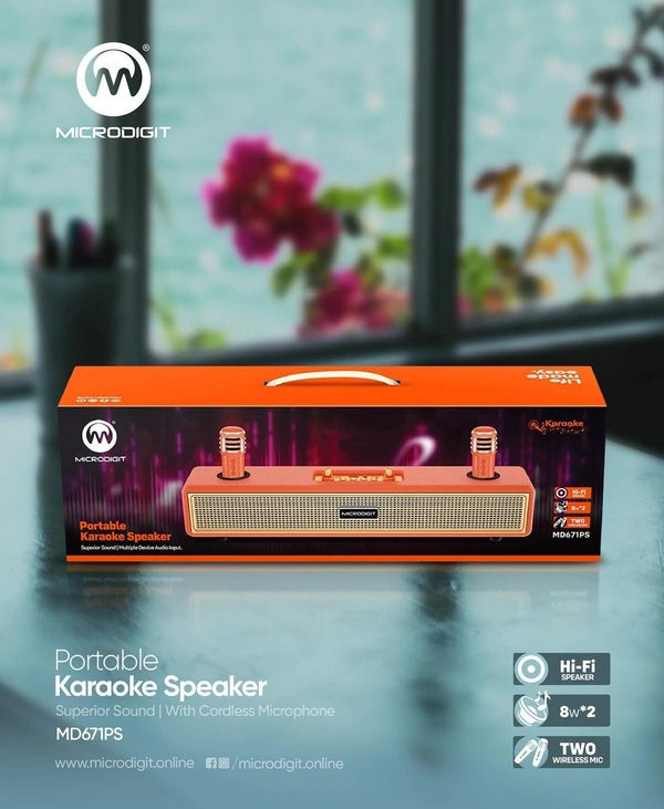 Portable Speaker Microdigit Md671Ps With 2 Wireless Mic