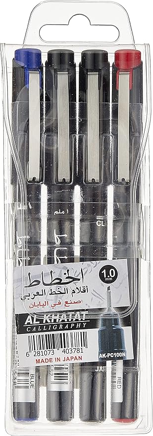 Al Khalat Al Khatat Calligraphy Pen 4 Pieces, 1 Mm Line Width, Multicolor  AK-PC100N-04