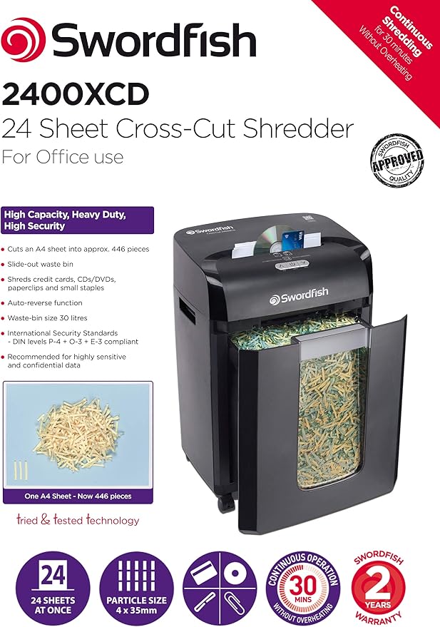 Swordfish 1000XC-P4 EL 10 Sheet Cross-Cut Shredder