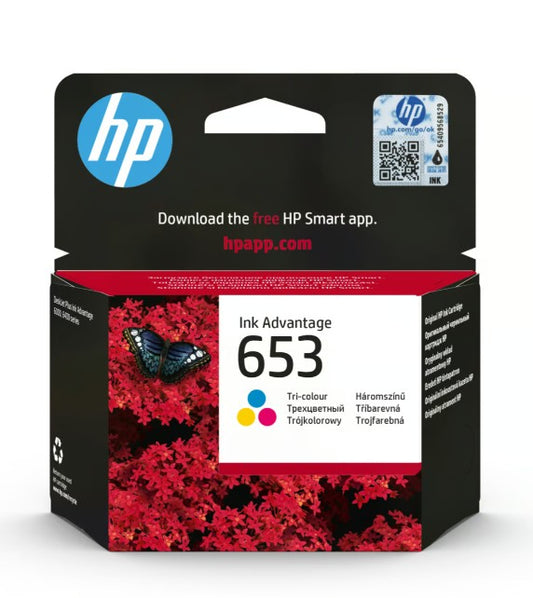HP 653 Original Ink Cartridge, Tri-color, 3YM74AE