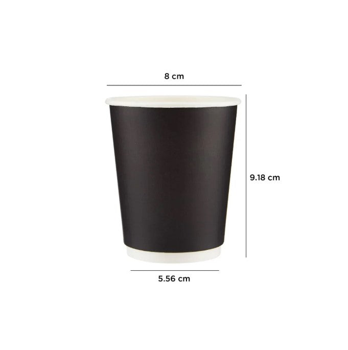 Hotpack Black Double Wall Paper Cups 8oz 500pcs/Ctn